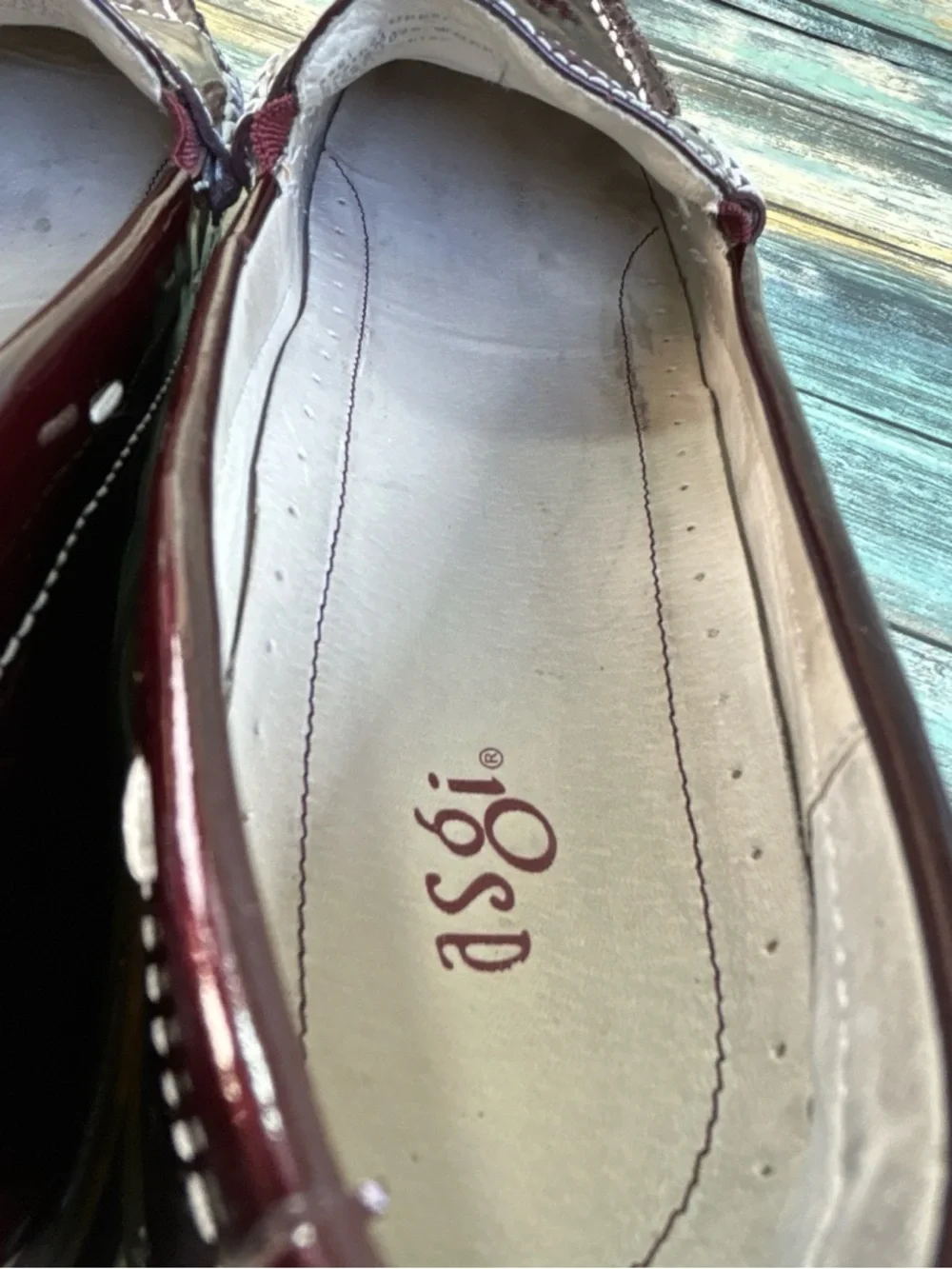 Asgi Comfort Penny Loafers Womens 8M Burgundy Patent Leather Dress Work Shoes